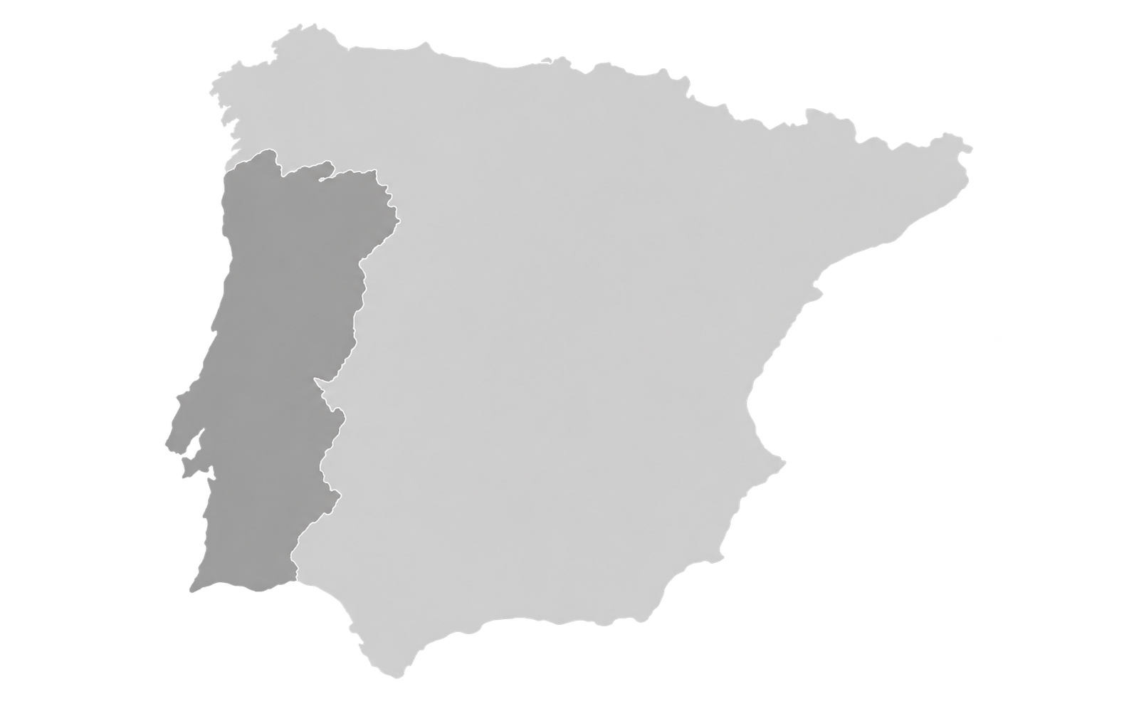 Mapa de la península ibérica con las delegaciones de Techno Pro Hispania